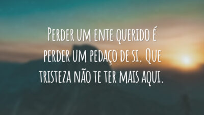 Perder um ente querido é perder um pedaço de si. Que tristeza não te ter mais aqui.