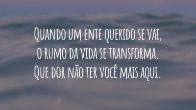 Quando um ente querido se vai, o rumo da vida se transforma. Que dor não ter você mais aqui.