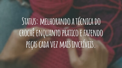 Status: melhorando a técnica do crochê enquanto pratico e fazendo peças cada vez mais incríveis.