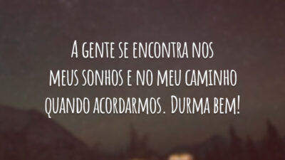 A gente se encontra nos meus sonhos e no meu caminho quando acordarmos. Durma bem!