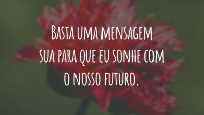 Basta uma mensagem sua para que eu sonhe com o nosso futuro.
