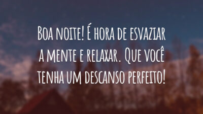 Boa noite! É hora de esvaziar a mente e relaxar. Que você tenha um descanso perfeito!