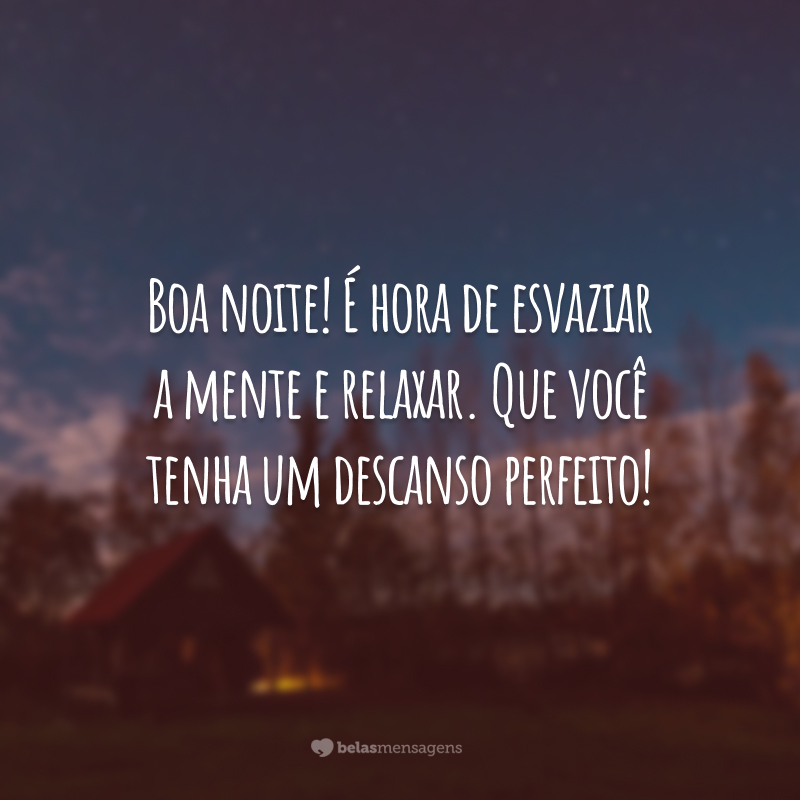 Boa noite! É hora de esvaziar a mente e relaxar. Que você tenha um descanso perfeito!