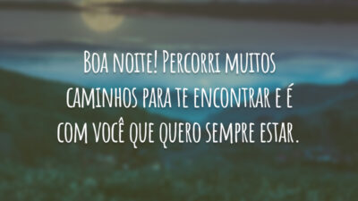 Boa noite! Percorri muitos caminhos para te encontrar e é com você que quero sempre estar.