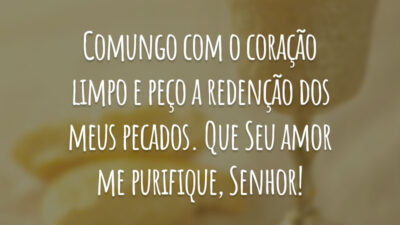 Comungo com o coração limpo e peço a redenção dos meus pecados. Que Seu amor me purifique, Senhor!