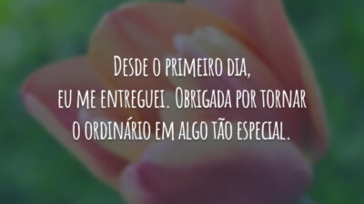 Desde o primeiro dia, eu me entreguei. Obrigada por tornar o ordinário em algo tão especial.
