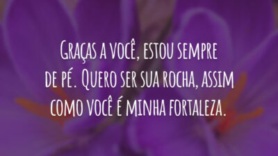 Graças a você, estou sempre de pé. Quero ser sua rocha, assim como você é minha fortaleza.