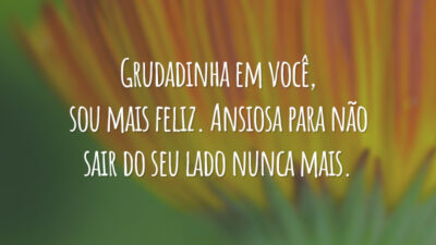 Grudadinha em você, sou mais feliz. Ansiosa para não sair do seu lado nunca mais.