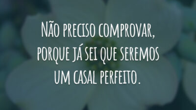 Não preciso comprovar, porque já sei que seremos um casal perfeito.
