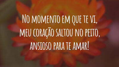 No momento em que te vi, meu coração saltou no peito, ansioso para te amar!
