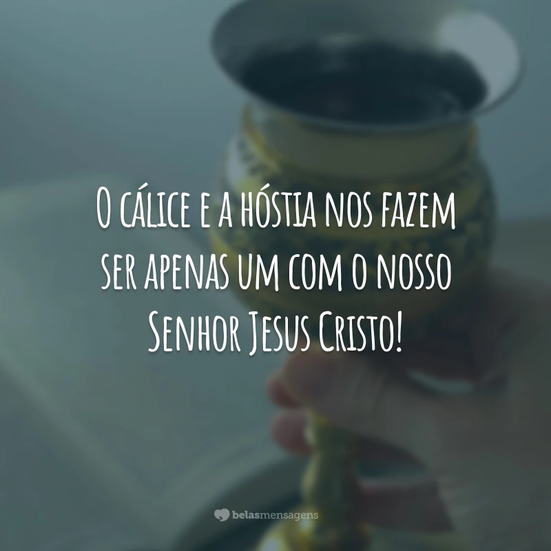 O cálice e a hóstia nos fazem ser apenas um com o nosso Senhor Jesus Cristo!