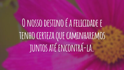 O nosso destino é a felicidade e tenho certeza que caminharemos juntos até encontrá-la.