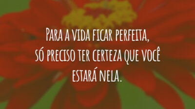 Para a vida ficar perfeita, só preciso ter certeza que você estará nela.