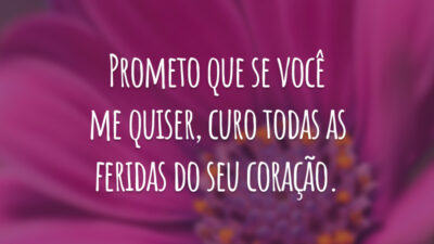 Prometo que se você me quiser, curo todas as feridas do seu coração.