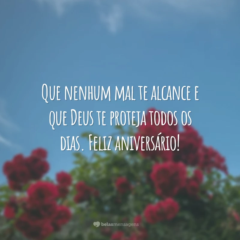 Que nenhum mal te alcance e que Deus te proteja todos os dias. Feliz aniversário!