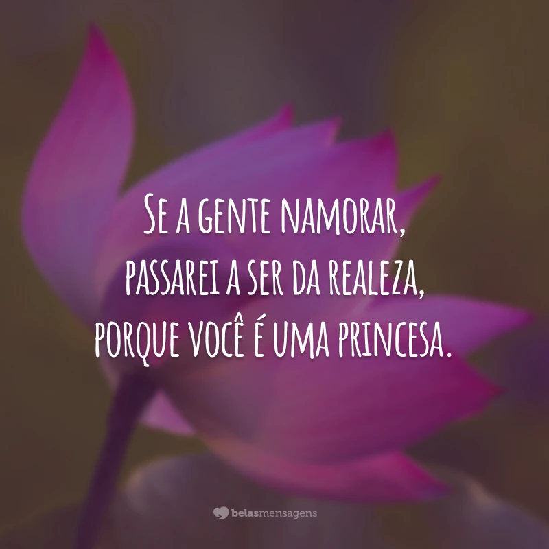 Se a gente namorar, passarei a ser da realeza, porque você é uma princesa.