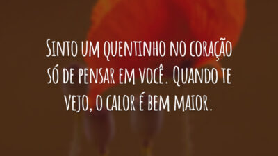 Sinto um quentinho no coração só de pensar em você. Quando te vejo, o calor é bem maior.