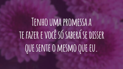Tenho uma promessa a te fazer e você só saberá se disser que sente o mesmo que eu.