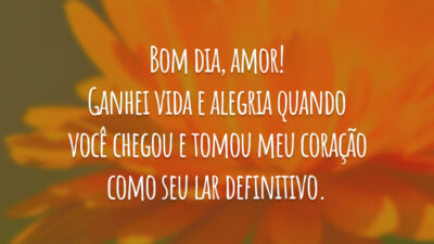 Bom dia, amor! Ganhei vida e alegria quando você chegou e tomou meu coração como seu lar definitivo.