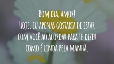 Bom dia, amor! Hoje, eu apenas gostaria de estar com você ao acordar para te dizer como é linda pela manhã.
