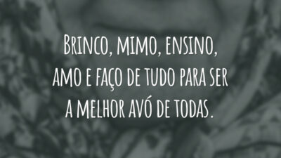 Brinco, mimo, ensino, amo e faço de tudo para ser a melhor avó de todas.