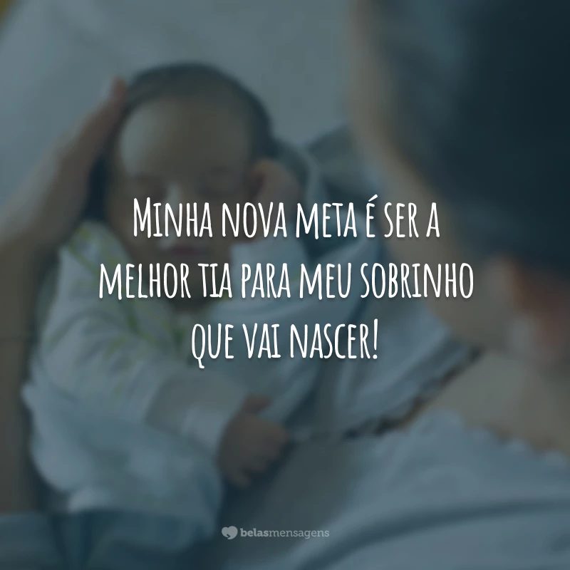 Minha nova meta é ser a melhor tia para meu sobrinho que vai nascer!