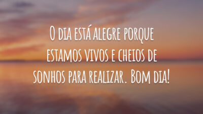 O dia está alegre porque estamos vivos e cheios de sonhos para realizar. Bom dia!