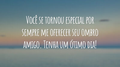 Você se tornou especial por sempre me oferecer seu ombro amigo. Tenha um ótimo dia!