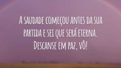 A saudade começou antes da sua partida e sei que será eterna. Descanse em paz, vô!