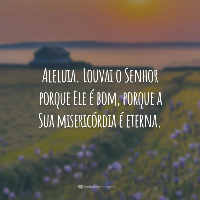 Aleluia. Louvai o Senhor porque Ele é bom, porque a Sua misericórdia é eterna.