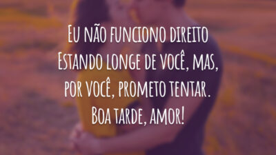 Eu não funciono direito estando longe de você, mas, por você, prometo tentar. Boa tarde, amor!