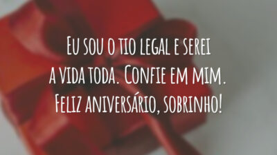 Eu sou o tio legal e serei a vida toda. Confie em mim. Feliz aniversário, sobrinho!