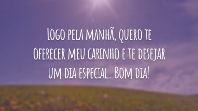 Logo pela manhã, quero te oferecer meu carinho e te desejar um dia especial. Bom dia!