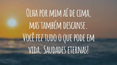 Olha por mim aí de cima, mas também descanse. Você fez tudo o que pode em vida. Saudades eternas!