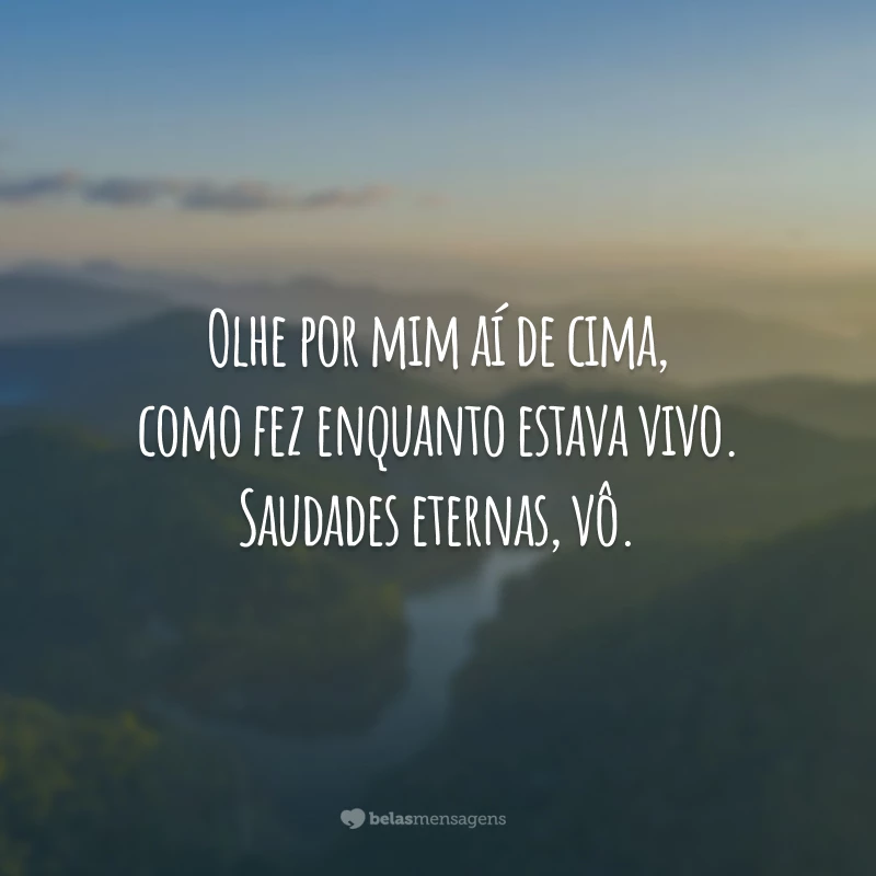 Olhe por mim aí de cima, como fez enquanto estava vivo. Saudades eternas, vô.