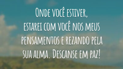 Onde você estiver, estarei com você nos meus pensamentos e rezando pela sua alma. Descanse em paz!