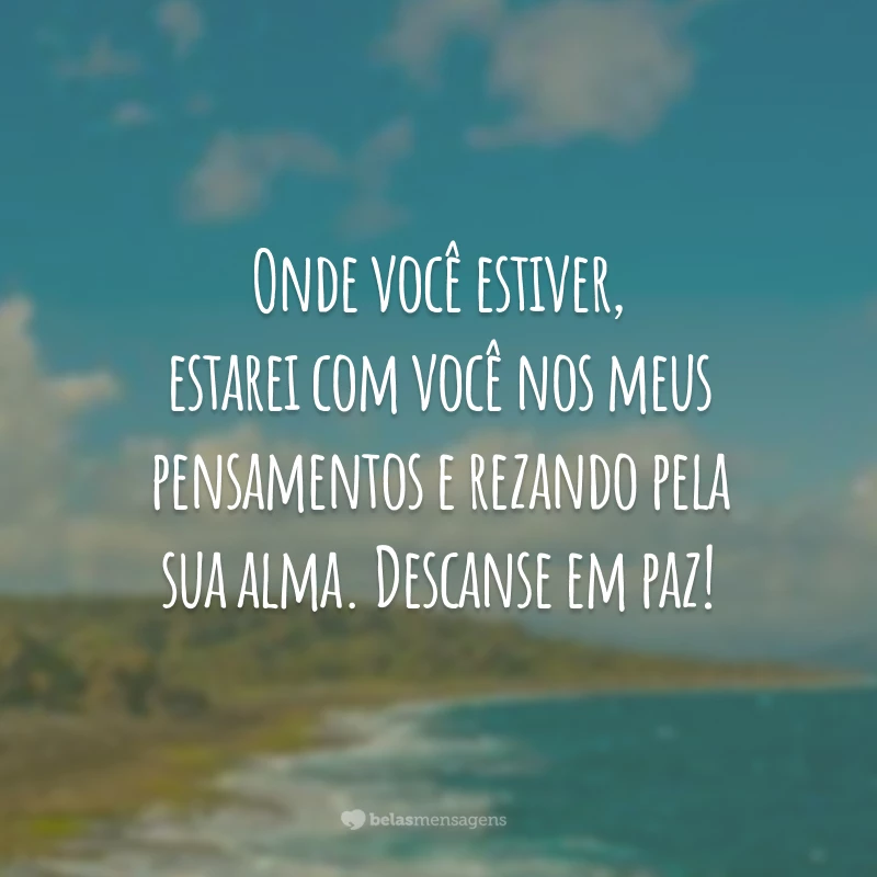 Onde você estiver, estarei com você nos meus pensamentos e rezando pela sua alma. Descanse em paz!