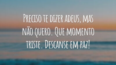 Preciso te dizer adeus, mas não quero. Que momento triste. Descanse em paz!