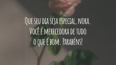 Que seu dia seja especial, nora. Você é merecedora de tudo o que é bom. Parabéns!