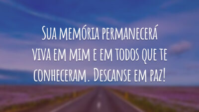 Sua memória permanecerá viva em mim e em todos que te conheceram. Descanse em paz!