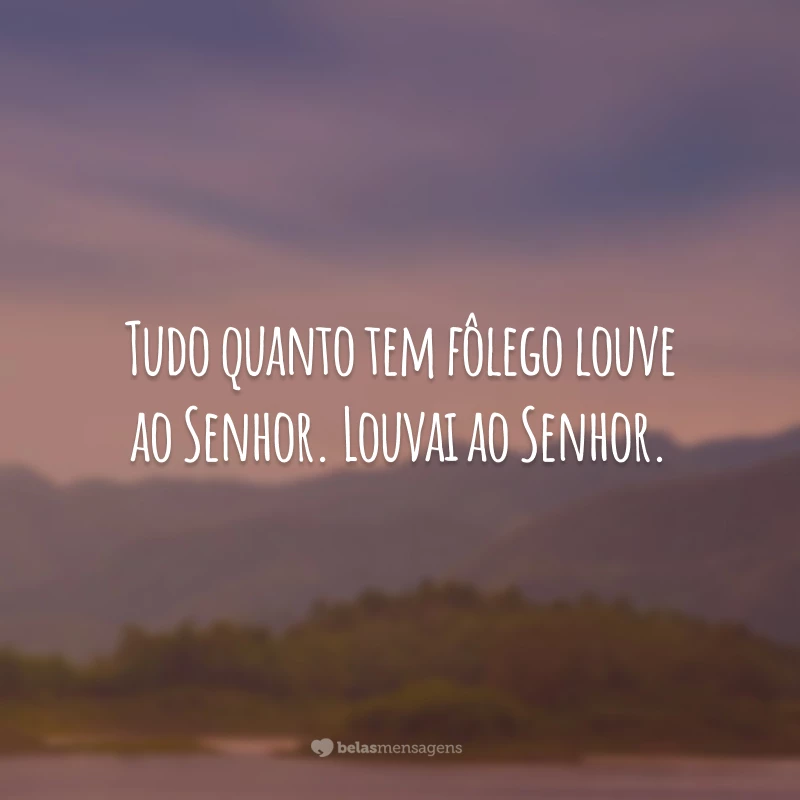 Tudo quanto tem fôlego louve ao Senhor. Louvai ao Senhor.