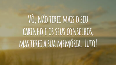 Vô, não terei mais o seu carinho e os seus conselhos, mas terei a sua memória. Luto!