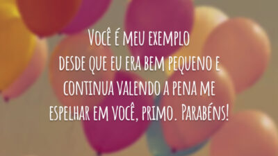 Você é meu exemplo desde que eu era bem pequeno e continua valendo a pena me espelhar em você, primo. Parabéns!