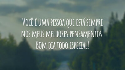 Você é uma pessoa que está sempre nos meus melhores pensamentos. Bom dia todo especial!