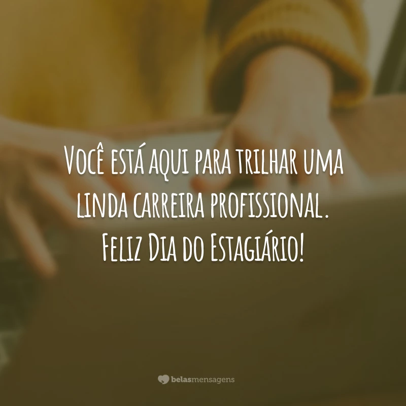 Você está aqui para trilhar uma linda carreira profissional. Feliz Dia do Estagiário!