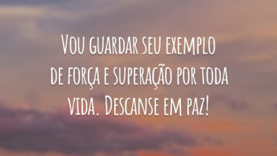 Vou guardar seu exemplo de força e superação por toda vida. Descanse em paz!