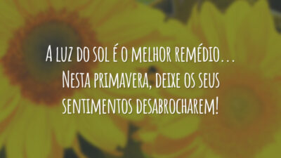 A luz do sol é o melhor remédio... Nesta primavera, deixe os seus sentimentos desabrocharem!