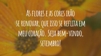As flores e as cores irão se renovar, que isso se reflita em meu coração. Seja bem-vindo, setembro!