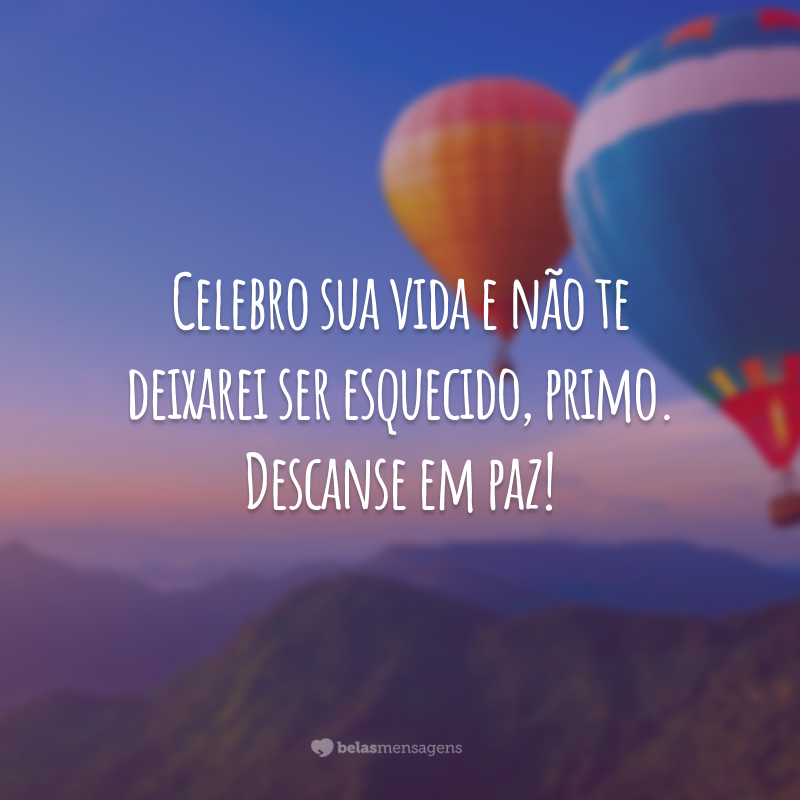 Celebro sua vida e não te deixarei ser esquecido, primo. Descanse em paz!