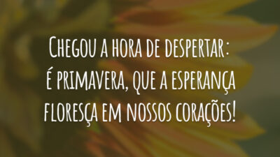 Chegou a hora de despertar: é primavera, que a esperança floresça em nossos corações!